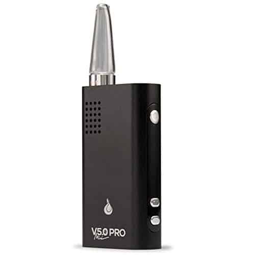 Flowermate Mini V5 Pro Vaporizer, Verdampfer Black mit Borosilikatglas-Mundstück und und Kräuterkammer, Vaporisator, Inhalator, 1800 mAh Akku, inkl. Zubehör, geeignet für Kräuter und Öl