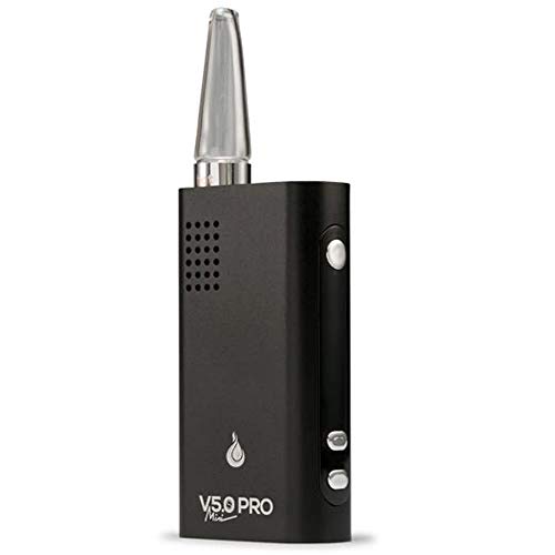 Flowermate Mini V5 Pro Vaporizer, Verdampfer Black mit Borosilikatglas-Mundstück und und Kräuterkammer, Vaporisator, Inhalator, 1800 mAh Akku, inkl. Zubehör, geeignet für Kräuter und Öl