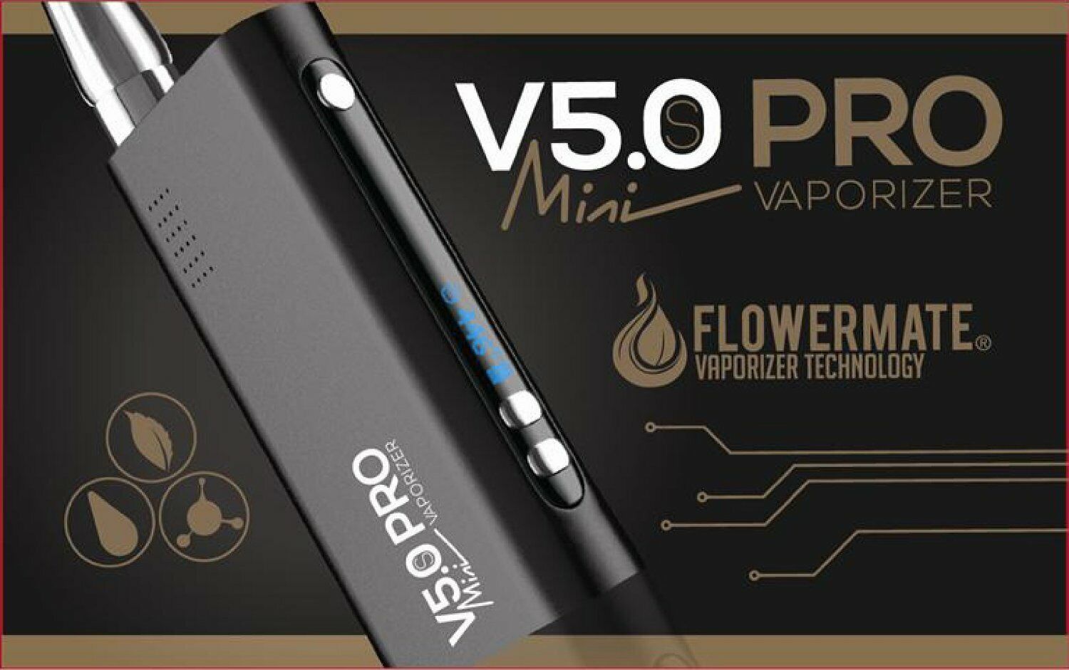 Flowermate V5.0 Pro Mini Vaporizer Verdampfer Kräuter Öl 1800 mAh Akku schwarz
